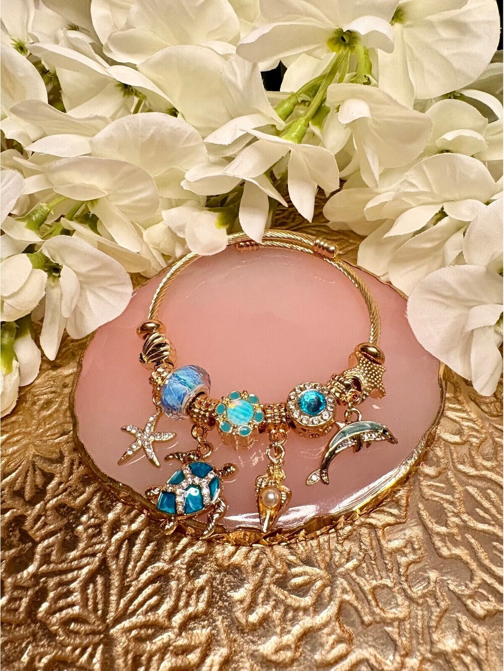 Crystal Tides Charm Bangle